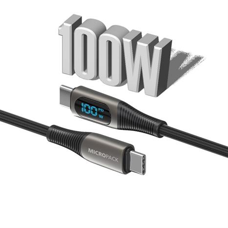 Cáp sạc nhanh và truyền dữ liệu Type-C - Type-C 100W 2m MicroPack Power Link C2 MC C100 - Đen Màu Đen