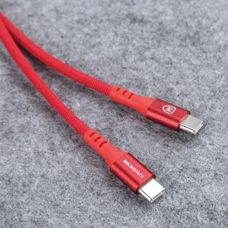 Cáp sạc nhanh và truyền dữ liệu Type-C - Type-C 60W 2m MicroPack Power Link CC MC C23 Màu Đỏ