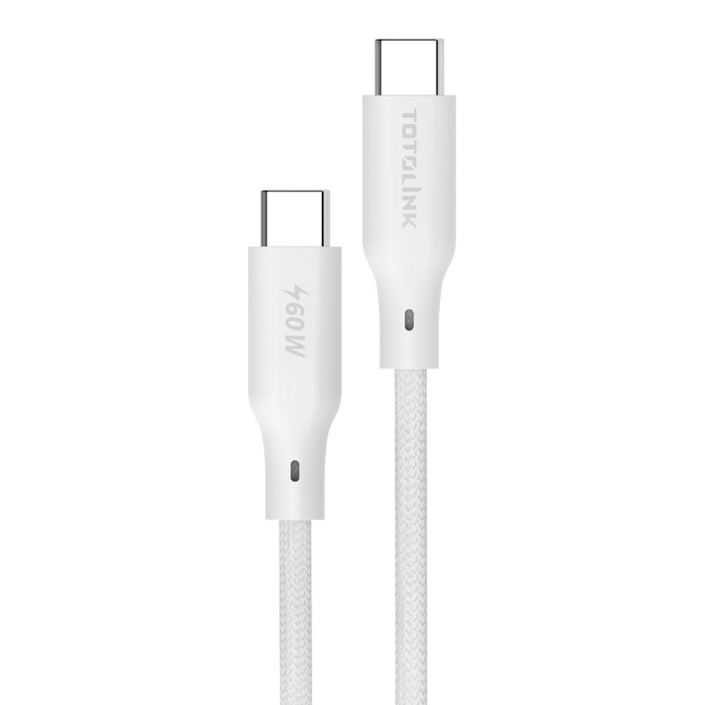 Cáp sạc nhanh và truyền dữ liệu Type-C - Type-C 60W 1m Totolink T601CC-WT - Chất liệu
