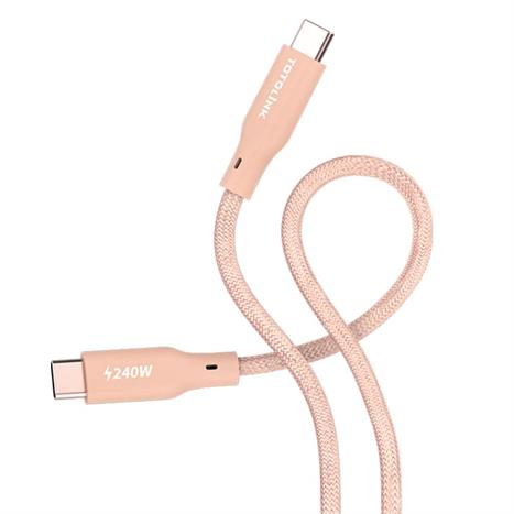 Cáp sạc nhanh và truyền dữ liệu Type-C - Type-C 60W 1m Totolink T601CC-PH Màu Hồng