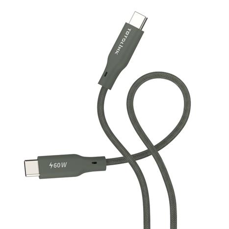 Cáp sạc nhanh và truyền dữ liệu Type-C - Type-C 60W 1m Totolink T601CC-GY Màu Xám