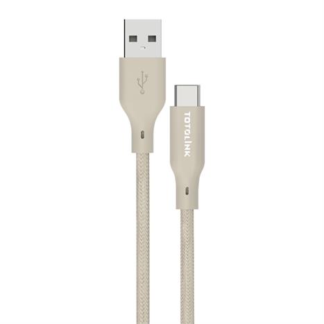 Cáp sạc nhanh và truyền dữ liệu USB-A - Type-C 15W 1m Totolink T1AC-MT Màu Kem
