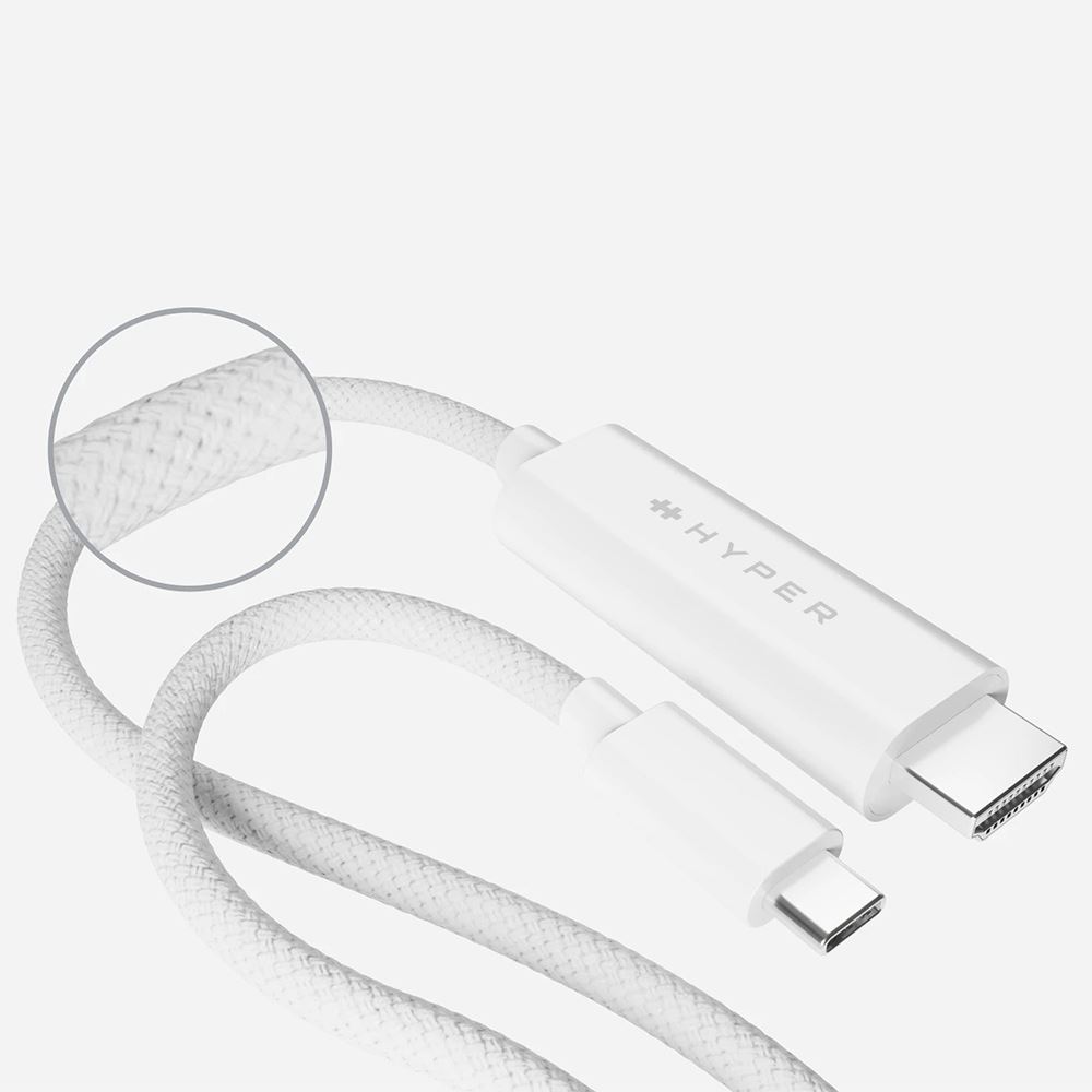 Cáp Type C - HDMI 4K 2.44m Hyperdrive HD6007WHGL Màu Trắng