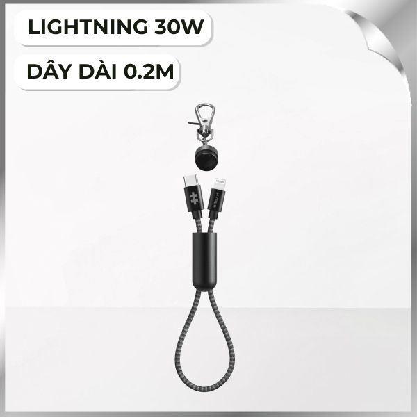 Cáp sạc nhanh và truyền dữ liệu Type-C - Lightning 30W 0.2m Hyperdrive HD-CLM302