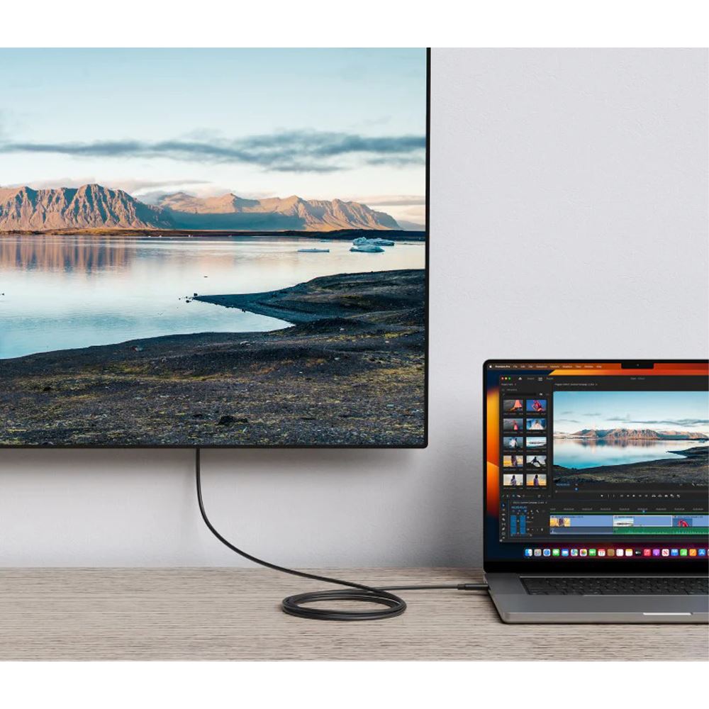 Cáp sạc nhanh và truyền dữ liệu Thunderbolt 4 - Type-C 100W 2m Hyperdrive HDTB4AC2GL - Truyền dữ liệu