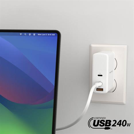 Cáp sạc nhanh và truyền dữ liệu Type-C - Type-C 240W 2m Hyperdrive HJ4002WHGL Màu Trắng