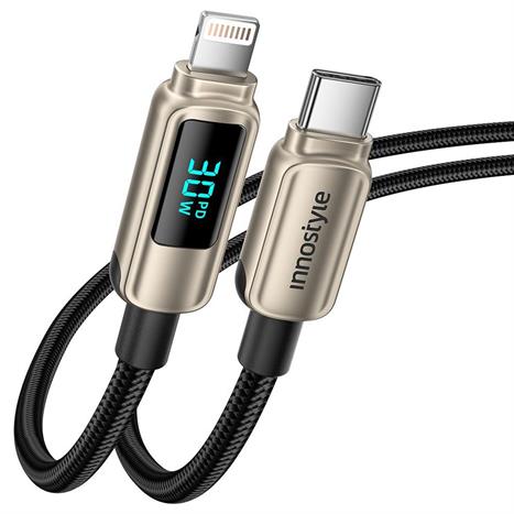 Cáp sạc nhanh và truyền dữ liệu Type-C - Lightning 30W 1.2m Innostyle DP-CL301TG Màu Vàng