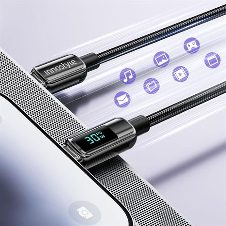 Cáp sạc nhanh và truyền dữ liệu Type-C - Lightning 30W 1.2m Innostyle DP-CL301TG Màu Vàng