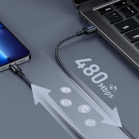 Cáp sạc nhanh và truyền dữ liệu USB-A - Lightning 12W 1.5m Innostyle IAL150ALBLK Màu Đen