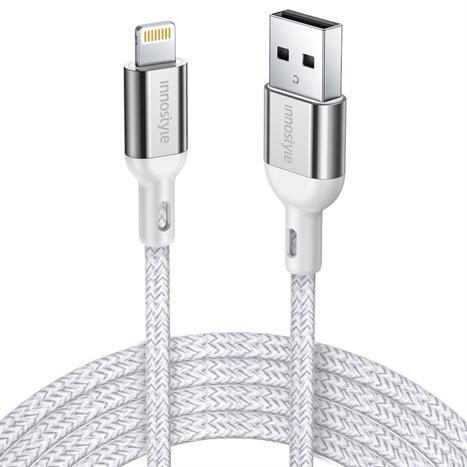 Cáp sạc nhanh và truyền dữ liệu USB-A - Lightning 12W 1.5m Innostyle IAL150ALSLV Màu Bạc