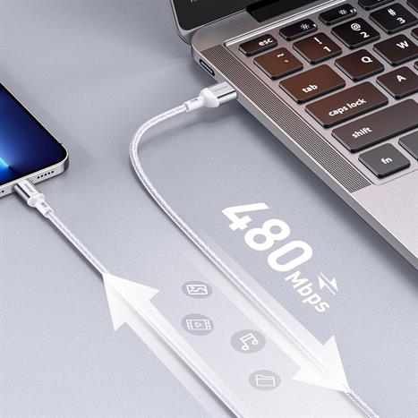 Cáp sạc nhanh và truyền dữ liệu USB-A - Lightning 12W 1.5m Innostyle IAL150ALSLV Màu Bạc