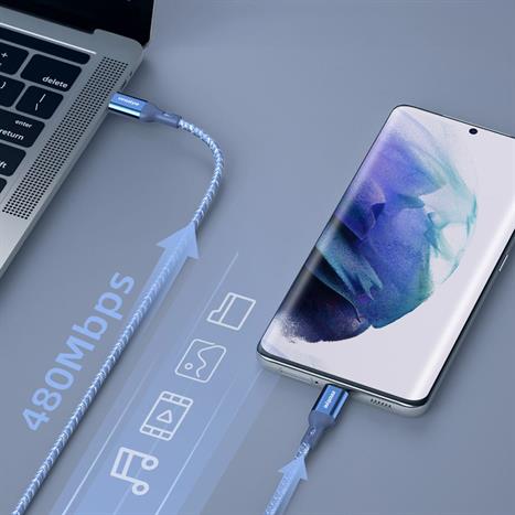 Cáp sạc nhanh và truyền dữ liệu Type-C - Type-C 60W 1.5m Innostyle ICC150ALBLU Màu Xanh Dương