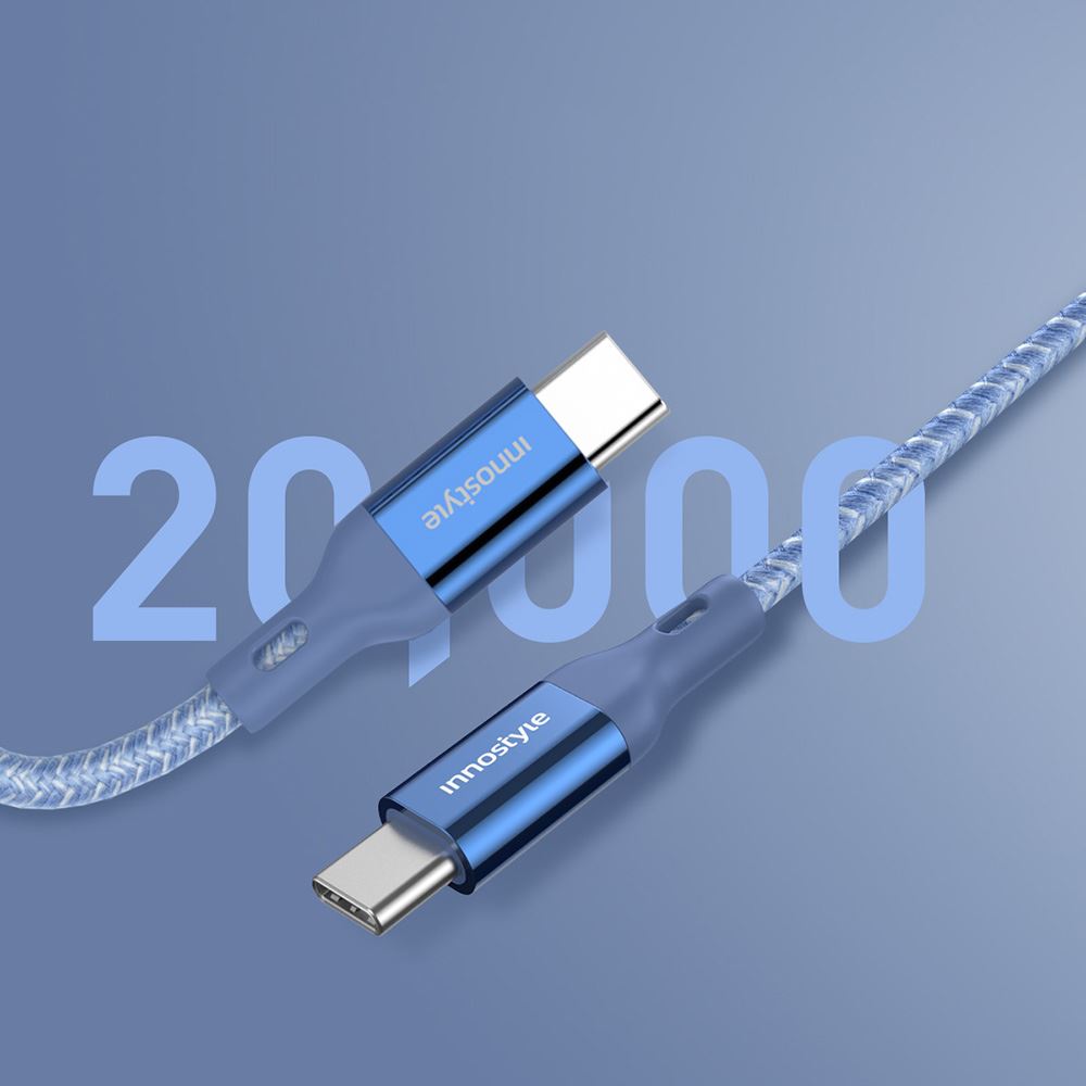 Cáp sạc nhanh và truyền dữ liệu Type-C - Type-C 60W 1.5m Innostyle ICC150ALBLU - Độ bền dây