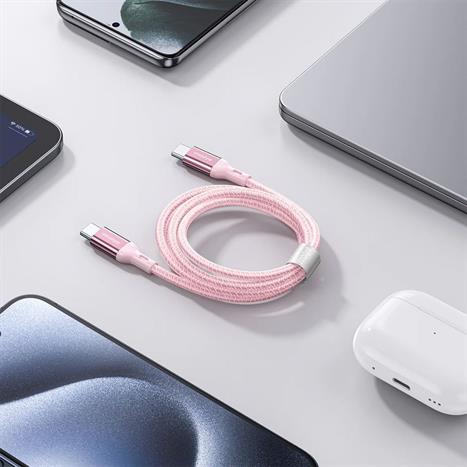 Cáp sạc nhanh và truyền dữ liệu Type-C - Type-C 60W 1.5m Innostyle ICC150ALBP Màu Hồng