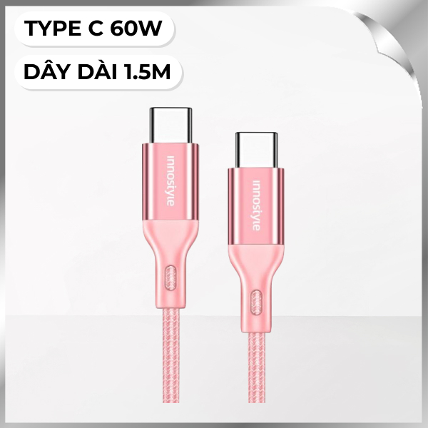 Cáp sạc nhanh và truyền dữ liệu Type-C - Type-C 60W 1.5m Innostyle ICC150ALBP