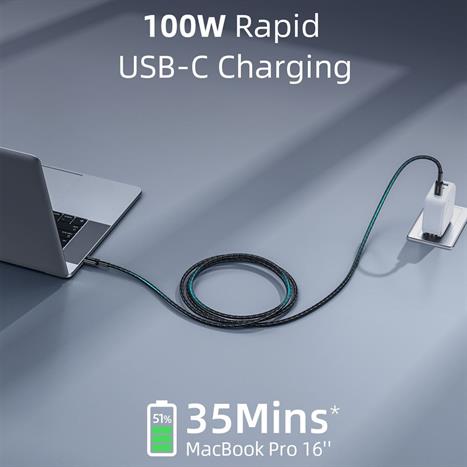 Cáp sạc nhanh và truyền dữ liệu Type-C - Type-C 100W 2m Innostyle ICC200ALBLK Màu Đen