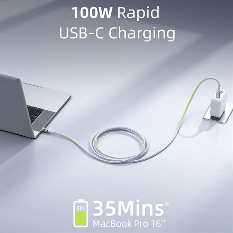 Cáp sạc nhanh và truyền dữ liệu Type-C - Type-C 100W 2m Innostyle ICC200ALSLV Màu Bạc