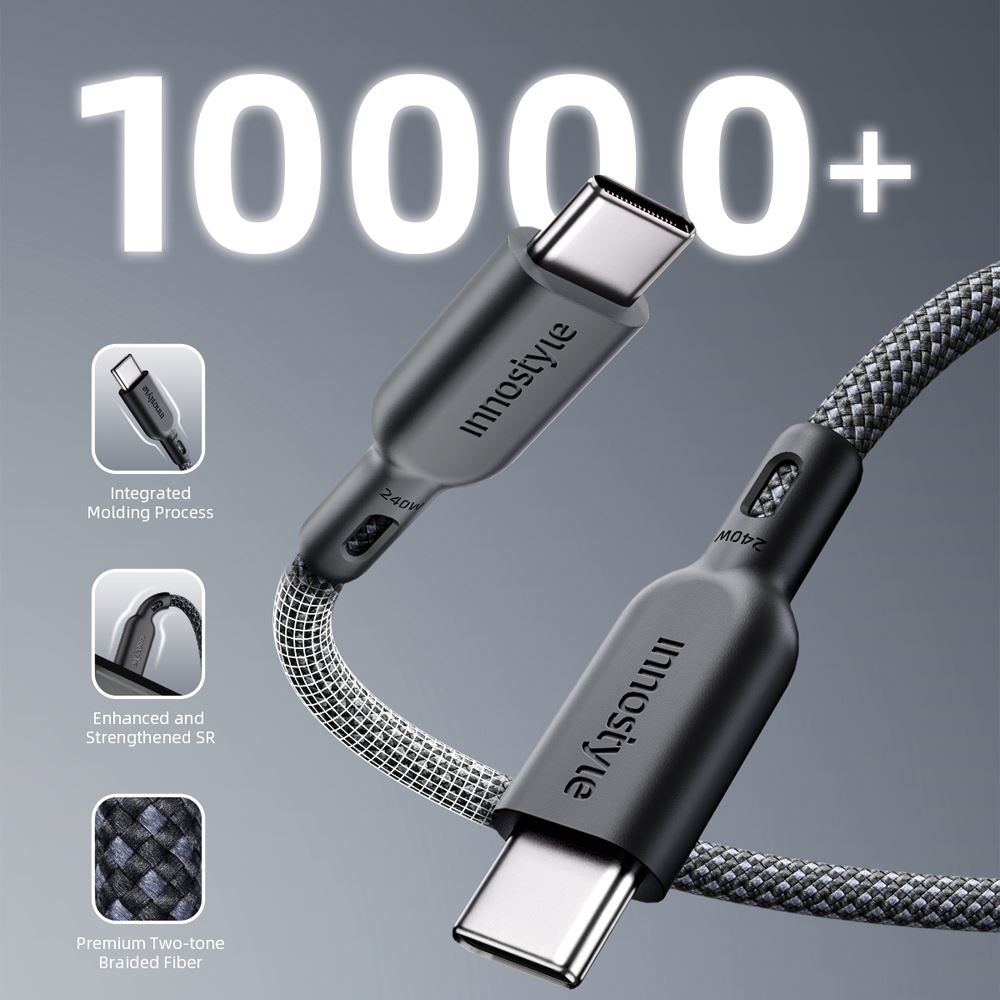 Cáp sạc nhanh và truyền dữ liệu Type-C - Type-C 240W 1.5m Innostyle ICC240BLK - Độ bền dây Cáp sạc nhanh và truyền dữ liệu Type-C - Type-C 240W 1.5m Innostyle ICC240BLK - Độ bền dây
