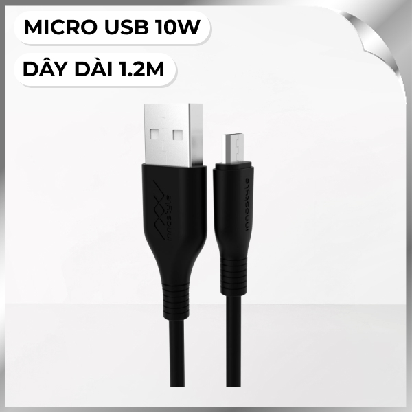 Cáp sạc nhanh và truyền dữ liệu USB-A - Micro USB 10W 1.2m Innostyle J_IAB120_tBLK