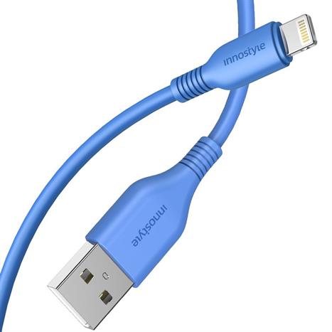 Cáp sạc nhanh và truyền dữ liệu USB-A - Lightning 12W 1.5m Innostyle J_IAL150_ tLBL Màu Xanh Dương