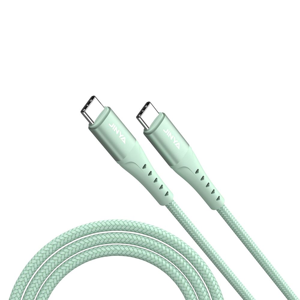 Cáp sạc nhanh và truyền dữ liệu Type-C - Type-C 60W 1.8m JINYA - Xanh lá - Loại cổng