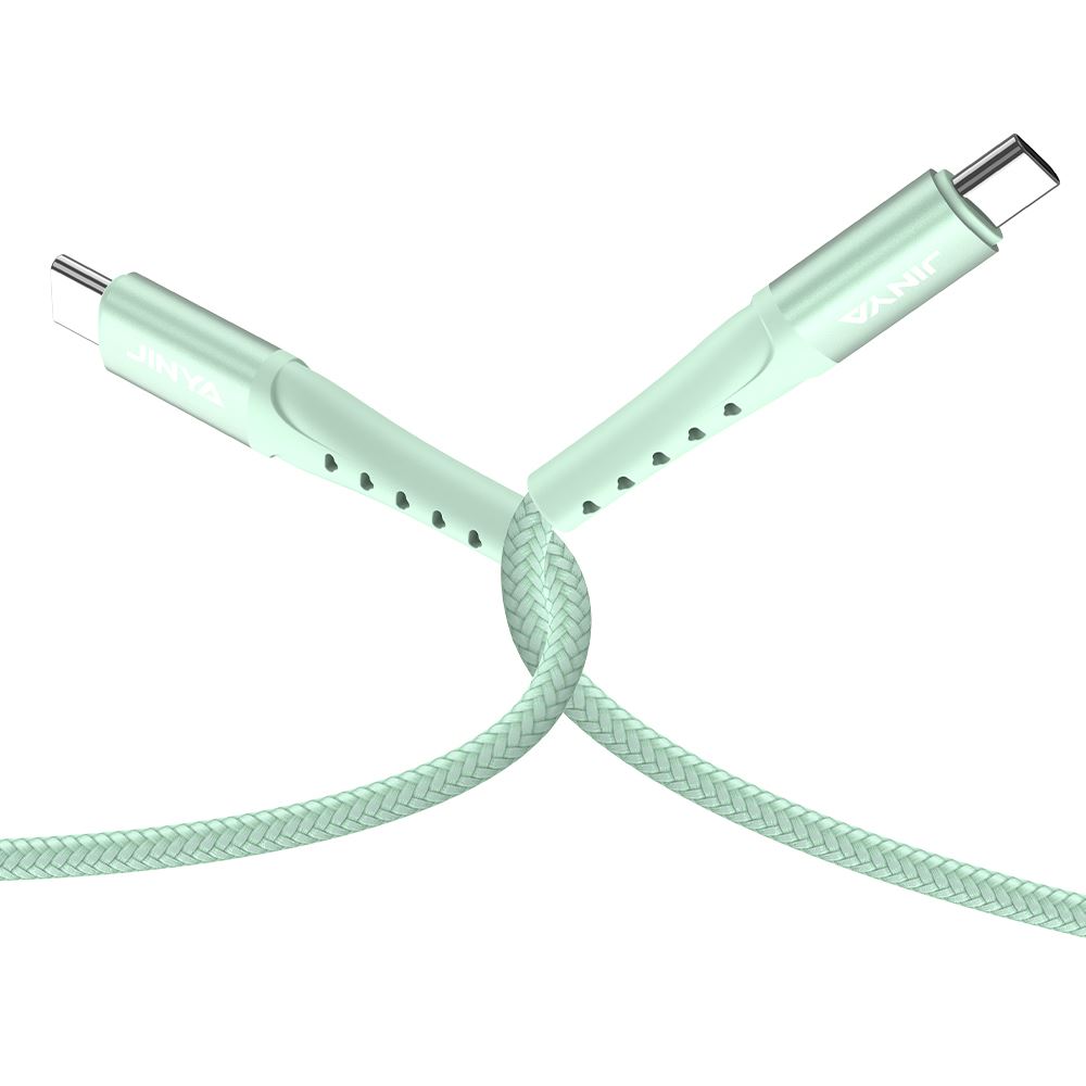 Cáp sạc nhanh và truyền dữ liệu Type-C - Type-C 60W 1.8m JINYA - Xanh lá - Độ bền dây