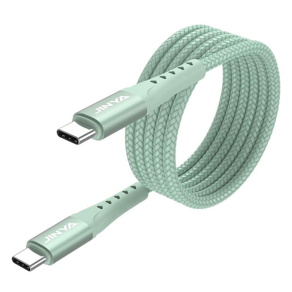 Cáp sạc nhanh và truyền dữ liệu Type-C - Type-C 60W 1.8m JINYA - Xanh lá Màu Xanh lá