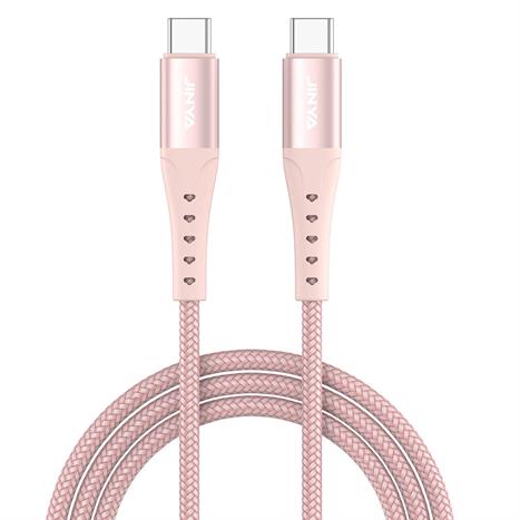 Cáp sạc nhanh và truyền dữ liệu Type-C - Type-C 60W 1.8m JINYA - Hồng Màu Hồng