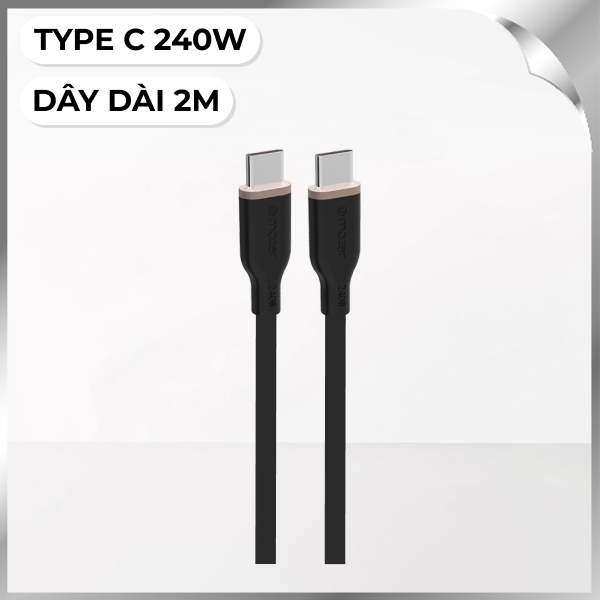 Cáp sạc nhanh và truyền dữ liệu Type-C - Type-C 240W 2m Mazer M-FLEX-C2240-BK
