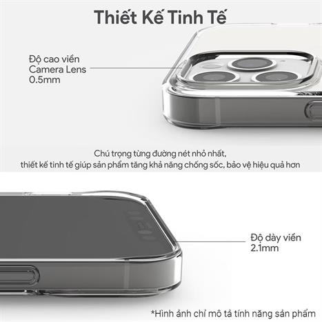 Ốp lưng iPhone 14 Pro PC TPU DEKEY Crystal case Màu Trắng