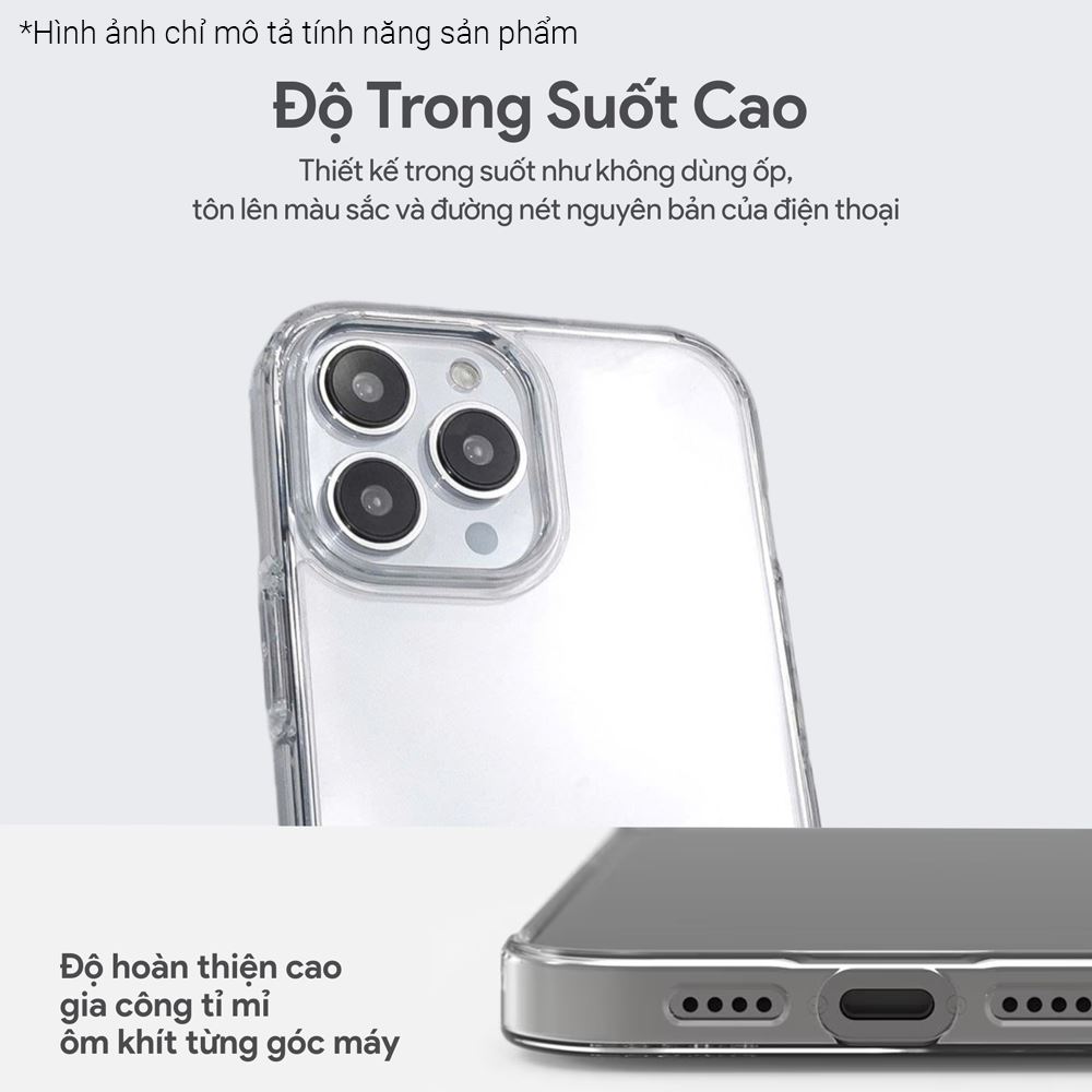 Ốp lưng iPhone 14 Pro PC TPU DEKEY Crystal case Màu Trắng