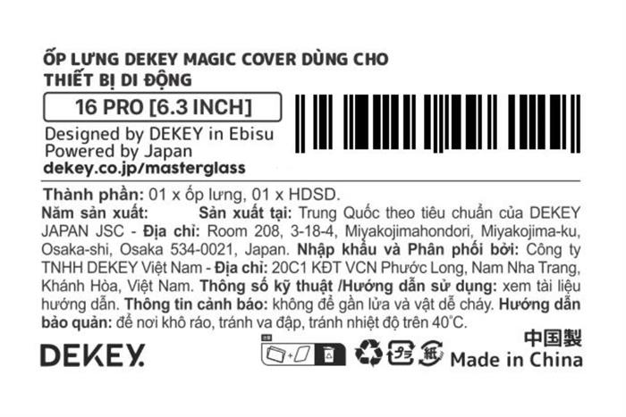 Ốp lưng iPhone 16 Pro TPU DEKEY Crystal case Màu Trắng