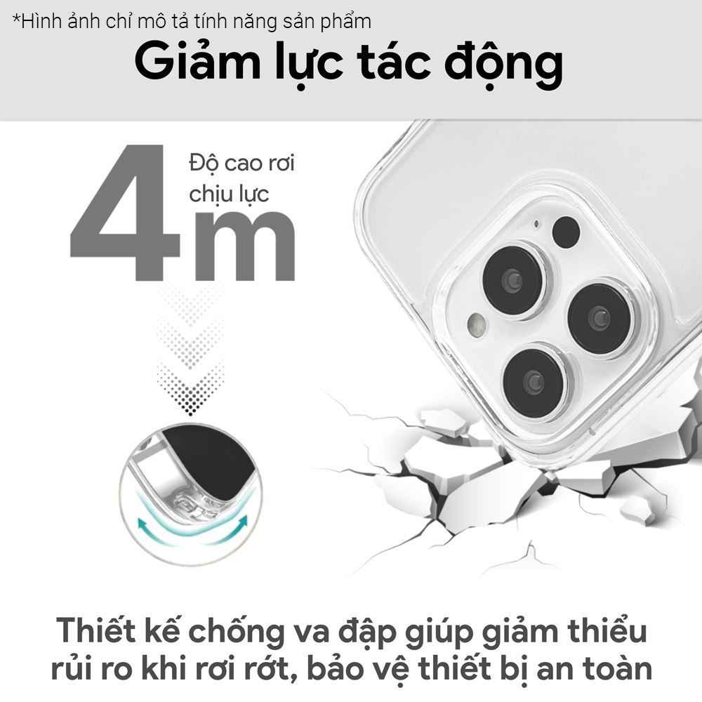 Ốp lưng iPhone 17 PC TPU DEKEY Crystal case Màu Trắng
