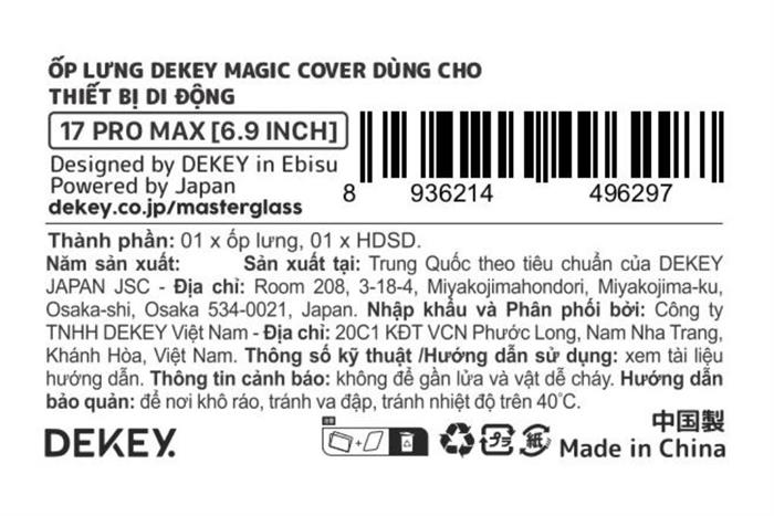 Ốp lưng iPhone 17 Pro Max PC TPU DEKEY Crystal case Màu Trắng