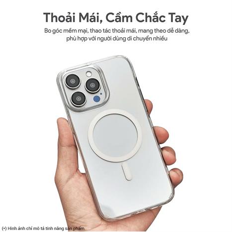 Ốp lưng MagSafe iPhone 13 Pro Max PC TPU DEKEY Crystal case Màu Trắng