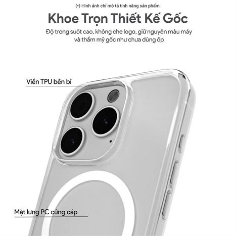 Ốp lưng MagSafe iPhone 13 Pro Max PC TPU DEKEY Crystal case Màu Trắng