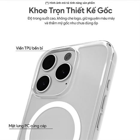 Ốp lưng MagSafe iPhone 14 Pro PC TPU DEKEY Crystal case Màu Trắng