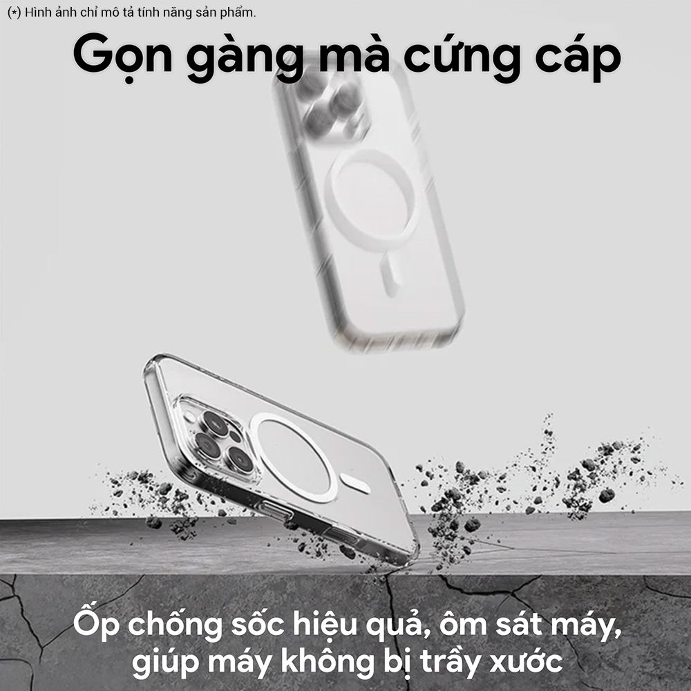 Ốp lưng MagSafe iPhone 16 PC TPU DEKEY Crystal case Màu Trắng