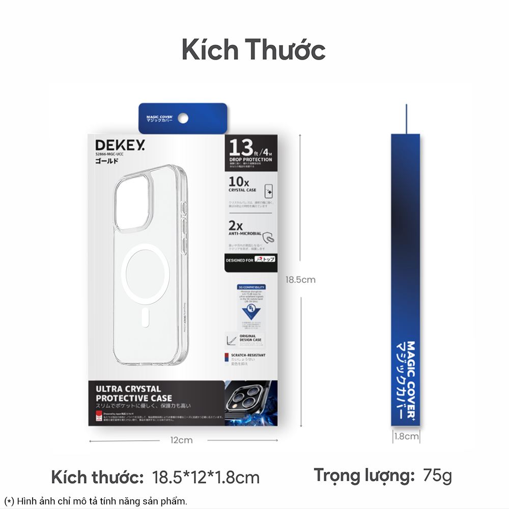Ốp lưng MagSafe iPhone 16 Plus PC TPU DEKEY Crystal case Màu Trắng