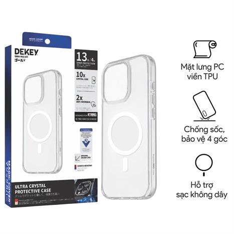 Ốp lưng MagSafe iPhone 16 Pro PC TPU DEKEY Crystal case Màu Trắng