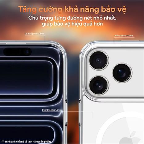 Ốp lưng MagSafe iPhone 17 PC TPU DEKEY Crystal case Màu Trắng