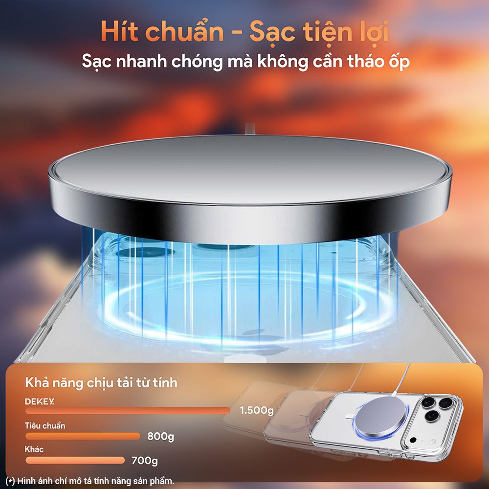 Ốp lưng MagSafe iPhone 17 PC TPU DEKEY Crystal case Màu Trắng