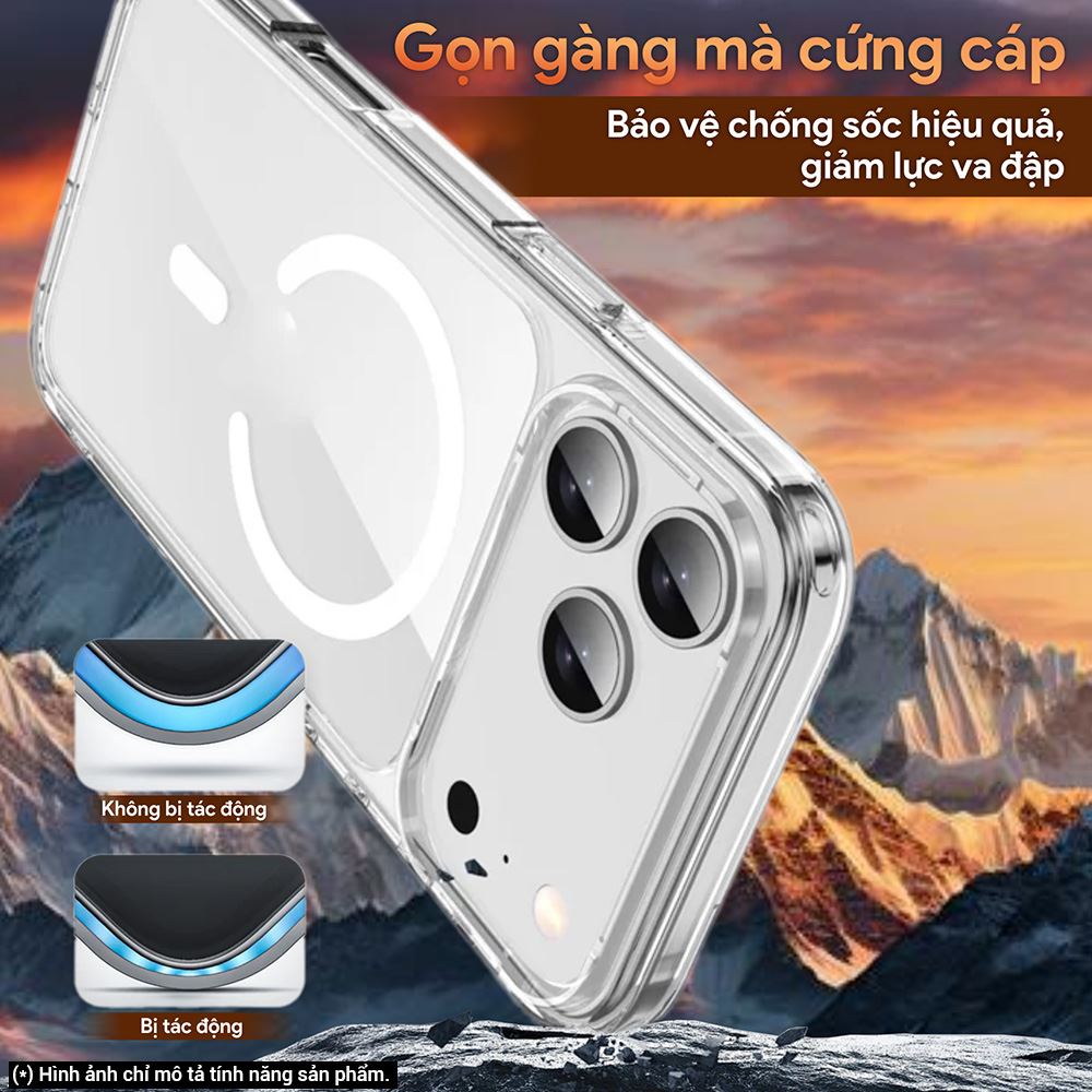 Ốp lưng MagSafe iPhone 17 PC TPU DEKEY Crystal case Màu Trắng