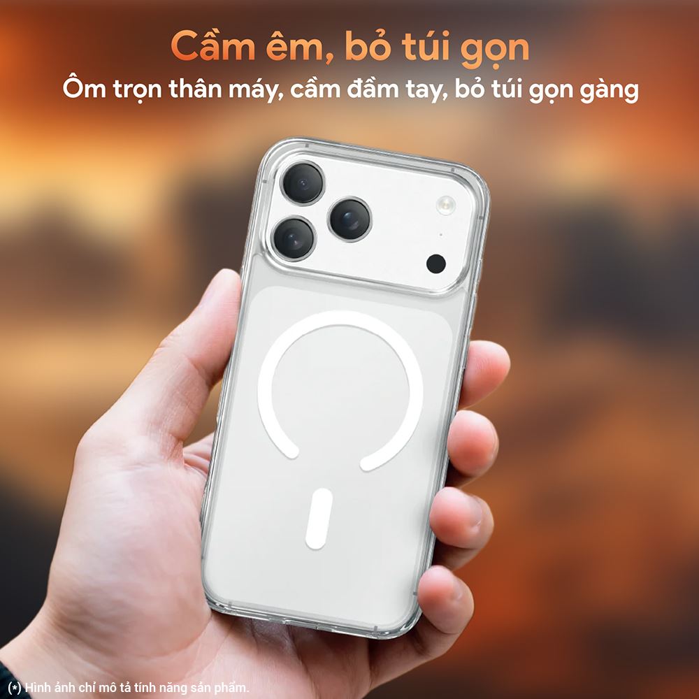 Ốp lưng MagSafe iPhone 17 PC TPU DEKEY Crystal case Màu Trắng