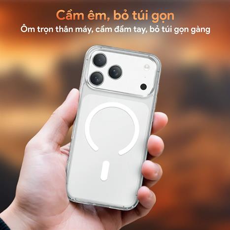 Ốp lưng MagSafe iPhone 17 Pro PC TPU DEKEY Crystal case Màu Trắng