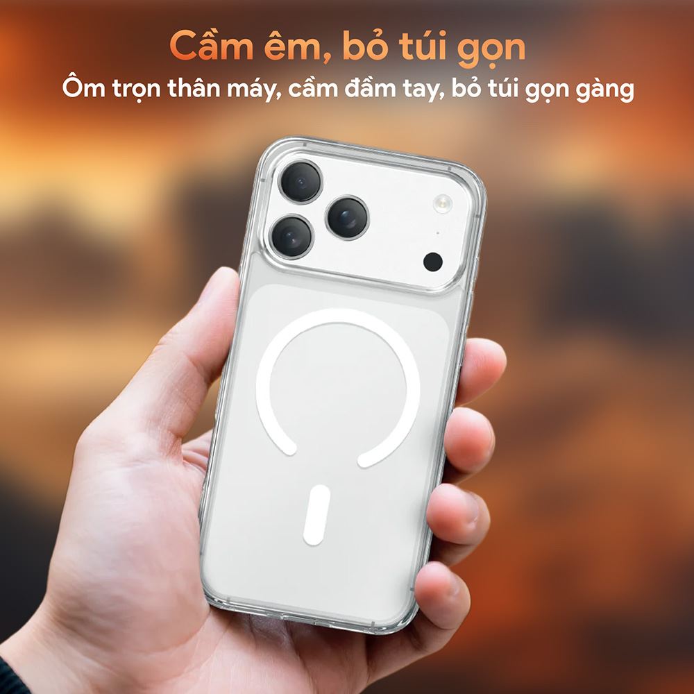 Ốp lưng MagSafe iPhone 17 Pro PC TPU DEKEY Crystal case Màu Trắng