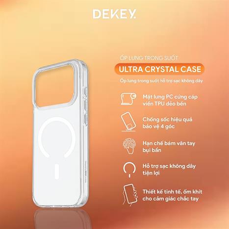Ốp lưng MagSafe iPhone 17 Pro PC TPU DEKEY Crystal case Màu Trắng