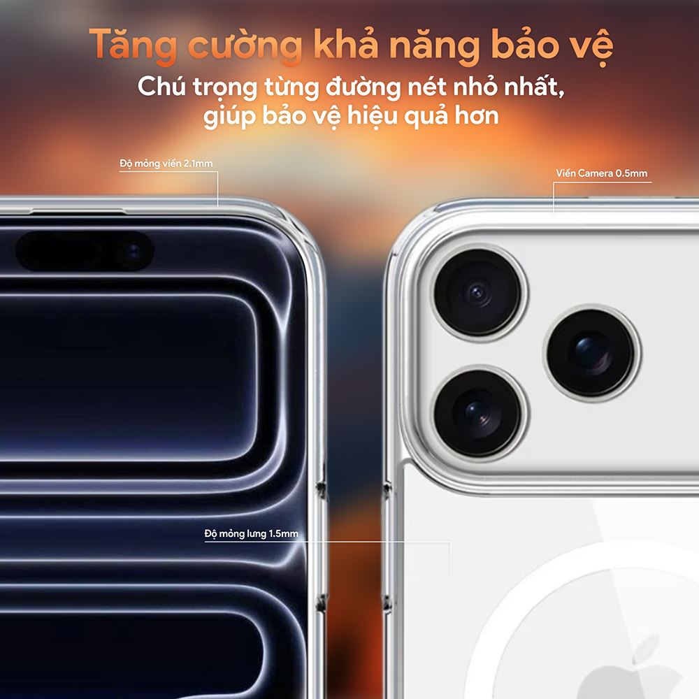 Ốp lưng MagSafe iPhone 17 Pro PC TPU DEKEY Crystal case Màu Trắng