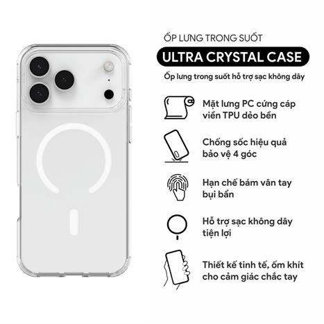 Ốp lưng MagSafe iPhone 17 Pro Max PC TPU DEKEY Crystal case Màu Trắng