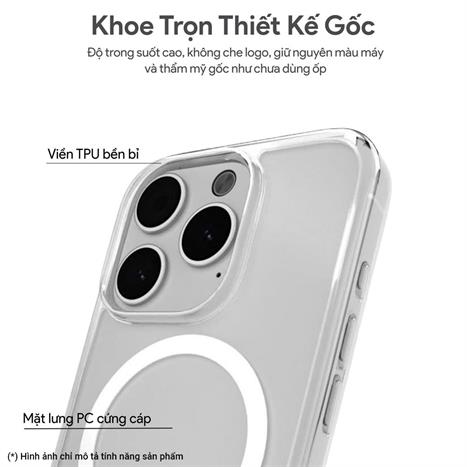 Ốp lưng MagSafe iPhone 17 Pro Max PC TPU DEKEY Crystal case Màu Trắng